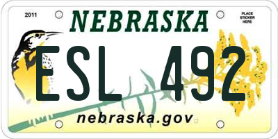 NE license plate ESL492