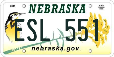 NE license plate ESL551