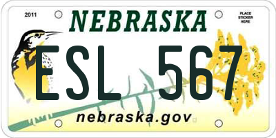NE license plate ESL567