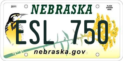NE license plate ESL750