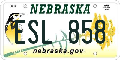 NE license plate ESL858