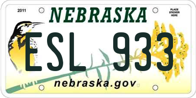 NE license plate ESL933