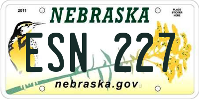 NE license plate ESN227