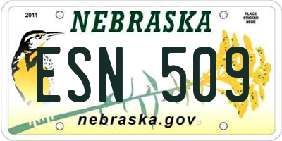 NE license plate ESN509