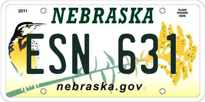 NE license plate ESN631