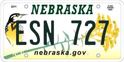 NE license plate ESN727