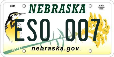 NE license plate ESO007