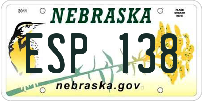 NE license plate ESP138