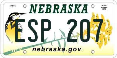 NE license plate ESP207
