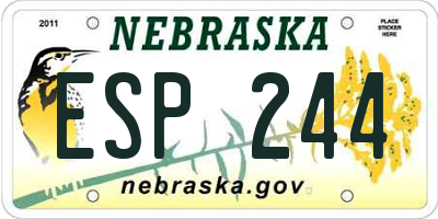 NE license plate ESP244