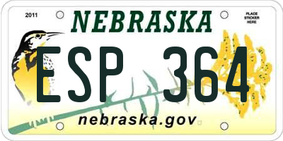 NE license plate ESP364