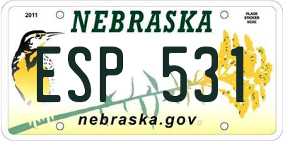 NE license plate ESP531