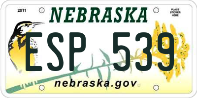 NE license plate ESP539
