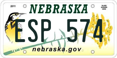 NE license plate ESP574