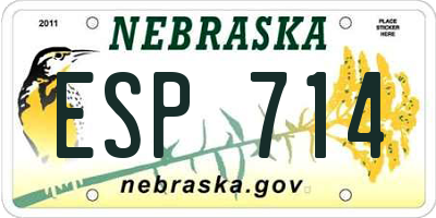 NE license plate ESP714