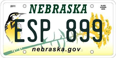 NE license plate ESP899