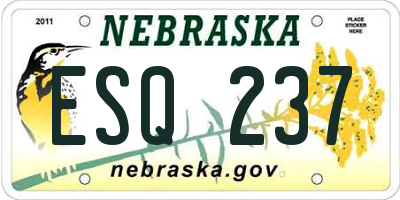 NE license plate ESQ237