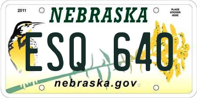 NE license plate ESQ640