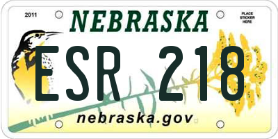 NE license plate ESR218