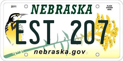 NE license plate EST207