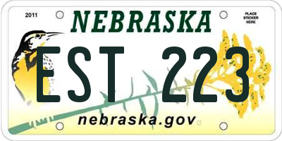 NE license plate EST223