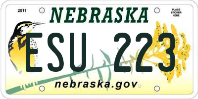 NE license plate ESU223