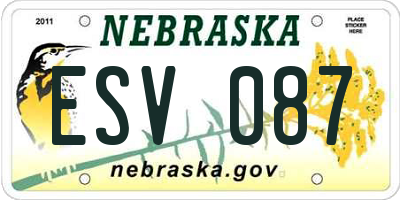 NE license plate ESV087