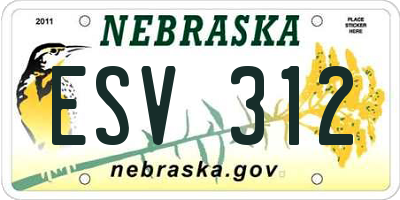 NE license plate ESV312
