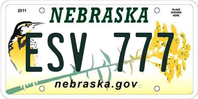 NE license plate ESV777
