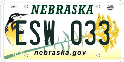 NE license plate ESW033