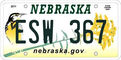 NE license plate ESW367