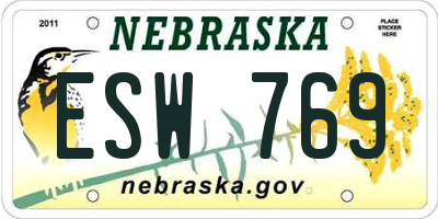 NE license plate ESW769