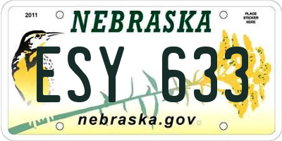 NE license plate ESY633