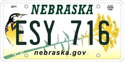 NE license plate ESY716
