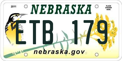 NE license plate ETB179