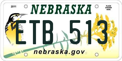 NE license plate ETB513