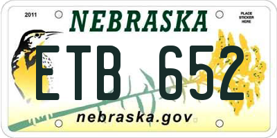 NE license plate ETB652