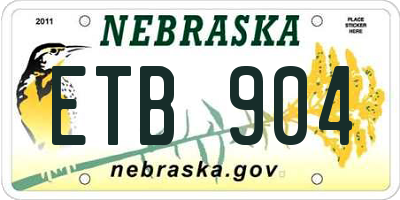 NE license plate ETB904