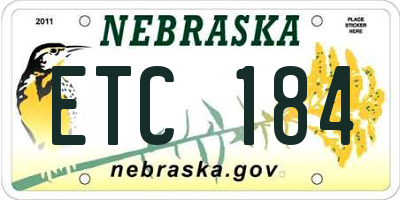 NE license plate ETC184