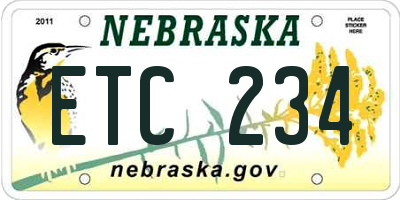 NE license plate ETC234
