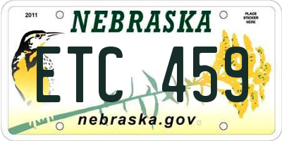 NE license plate ETC459