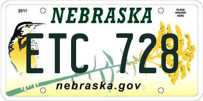 NE license plate ETC728