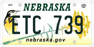 NE license plate ETC739