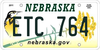 NE license plate ETC764