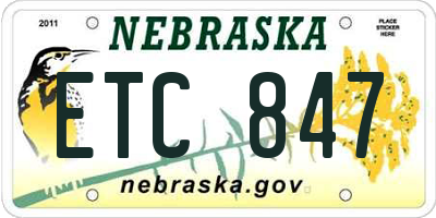 NE license plate ETC847