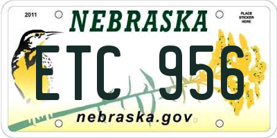NE license plate ETC956