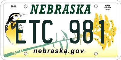 NE license plate ETC981