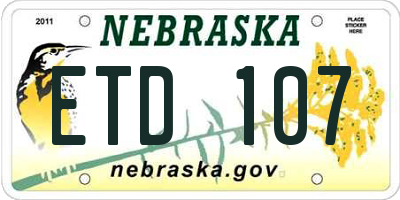NE license plate ETD107
