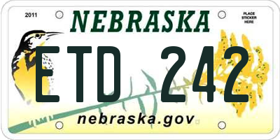NE license plate ETD242