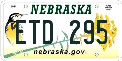 NE license plate ETD295